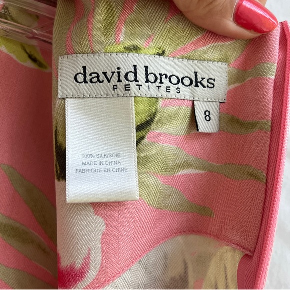 David Brooks Petites 100% Silk Skirt set Pink salmon Hawaiian floral print, Sz 8 - Picture 5 of 8